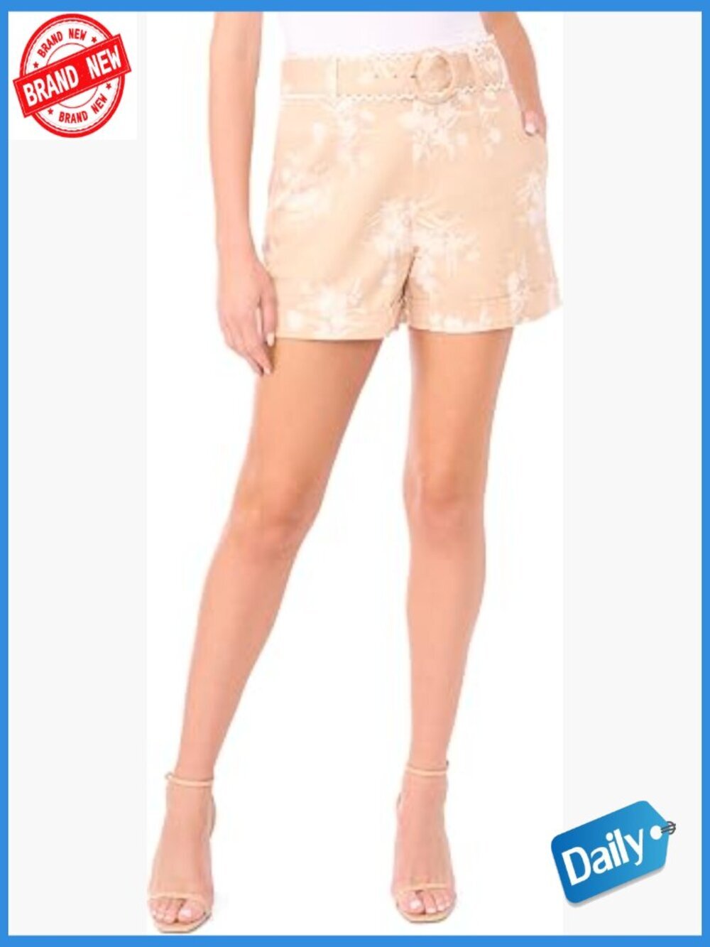 High Rise Belted Casual Shorts with Pockets